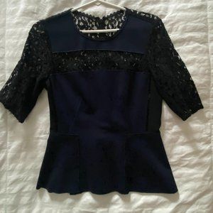Rare Rebecca Taylor lace peplum top!